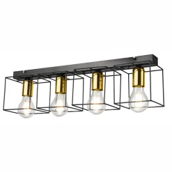 Deckenleuchte Schwarz Gold 61 cm lang Metall 4-flammig E27