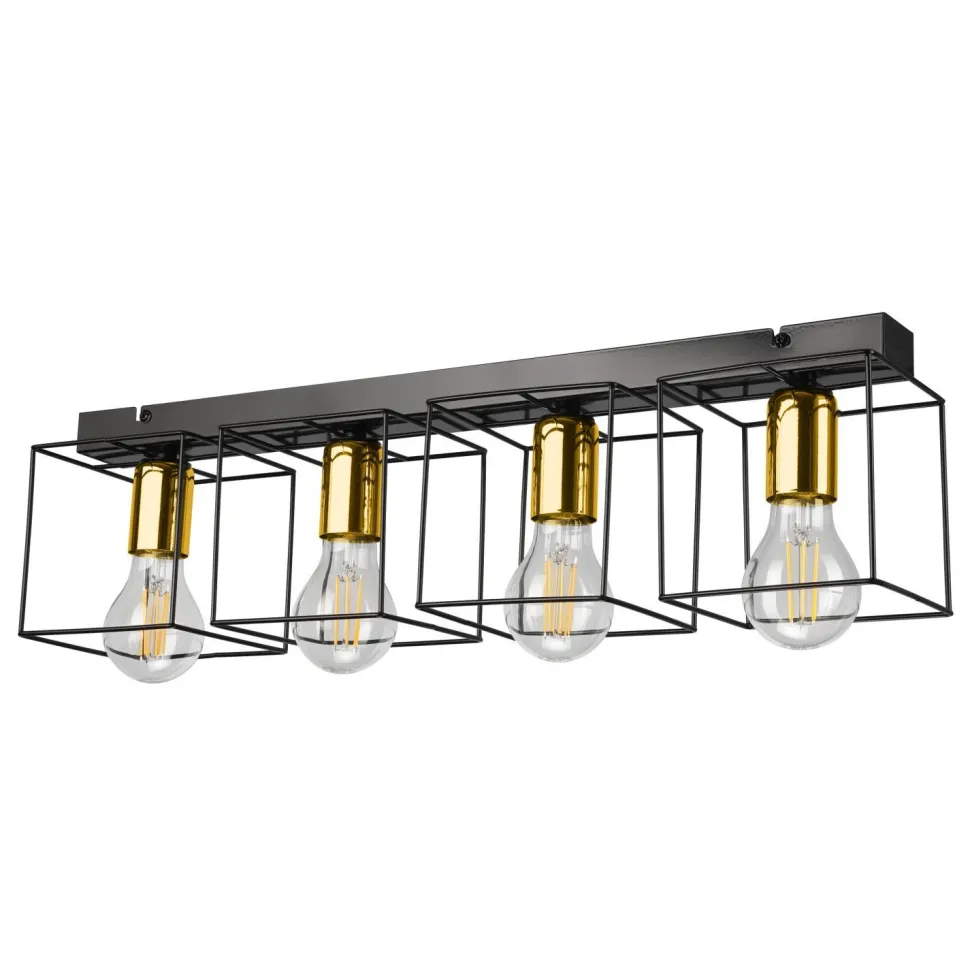 Deckenleuchte Schwarz Gold 61 cm lang Metall 4-flammig E27
