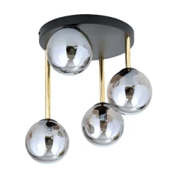 Deckenleuchte Schwarz Grau Gold E14 Rauchglas Ø 40 cm