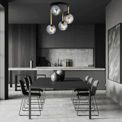 Deckenleuchte Schwarz Grau Gold E14 Rauchglas Ø 40 cm