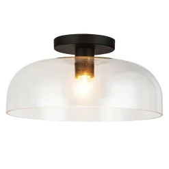 Deckenleuchte Schwarz Metall Glas D: 30,5 cm rund E27