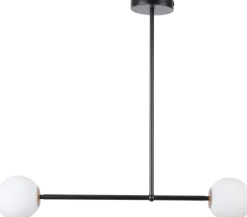 Deckenleuchte Schwarz Metall Glas blendarm 2-flammig