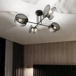 Deckenleuchte Schwarz Metall 86 cm lang 4-flammig