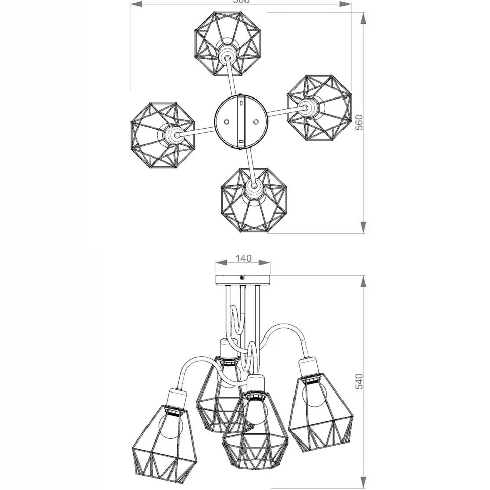 Deckenleuchte Schwarz Metall Retro E27 ARIYAN