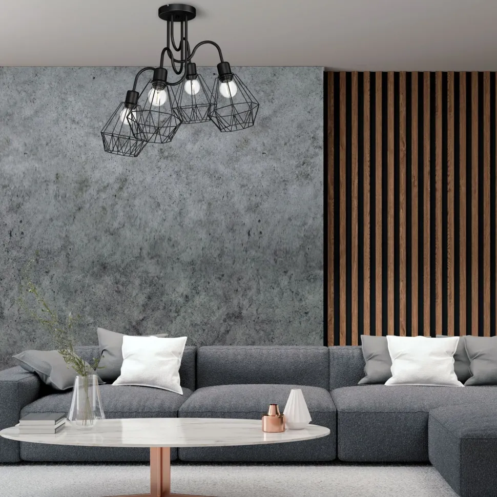 Deckenleuchte Schwarz Metall Retro E27 ARIYAN