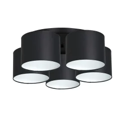 Deckenleuchte Schwarz Weiß Stoff Metall E27 rund Ø58 cm