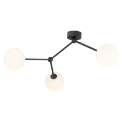 Deckenleuchte Schwarz Weiß Glas Metall 3-flammig Modern