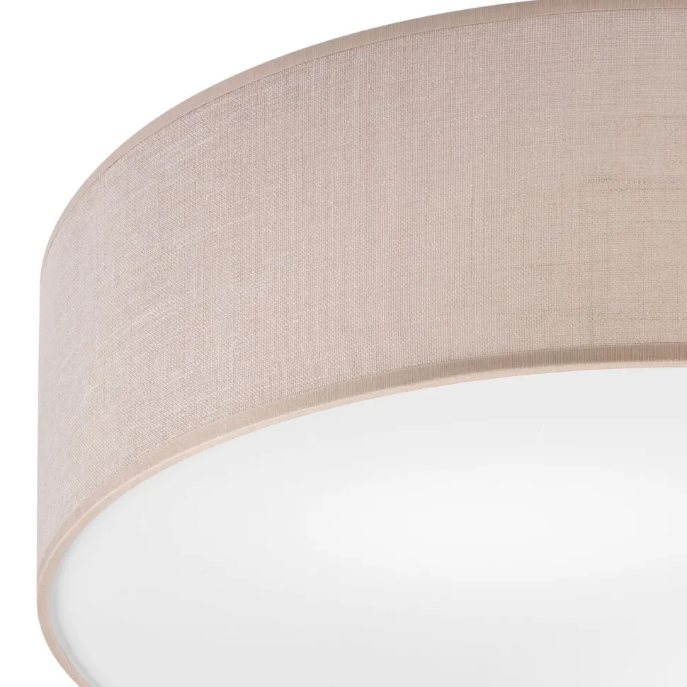 Deckenleuchte Stoff Ø 45 cm rund flach blendarm Beige 2x E27