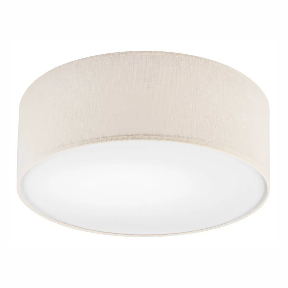 Deckenleuchte Stoff Ø 35 cm rund Creme blendarm flach für E27