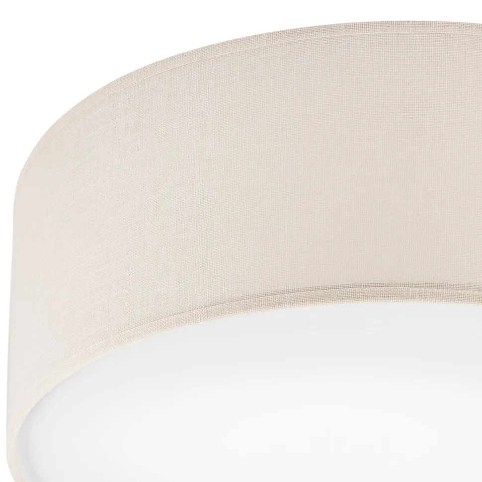 Deckenleuchte Stoff Ø 35 cm rund Creme blendarm flach für E27