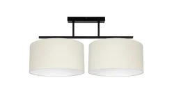 Deckenleuchte Stoff blendarm Schwarz Creme E27 L:70 cm