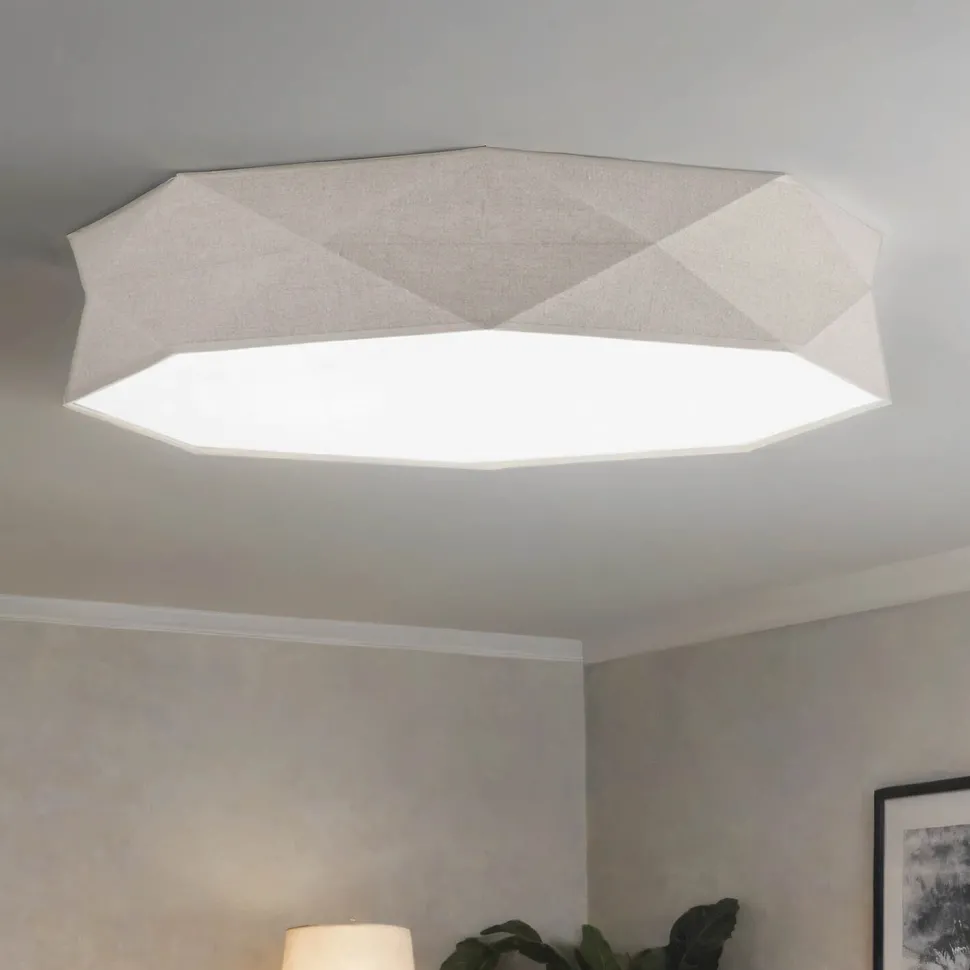 Deckenleuchte Stoff Leinen 78 cm breit blendarm 6x E27