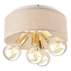 Deckenleuchte Stoff Metall rund Ø 35 cm Natur Gold 4x E27