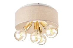 Deckenleuchte Stoff Metall rund Ø 35 cm Natur Gold 4x E27