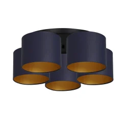 Deckenleuchte Stoff Metall Blau Gold E27 rund Ø58 cm