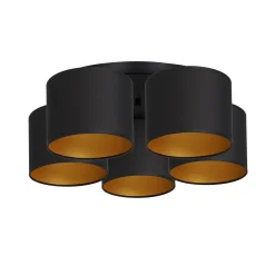 Deckenleuchte Stoff Metall Schwarz Gold E27 rund Ø58 cm