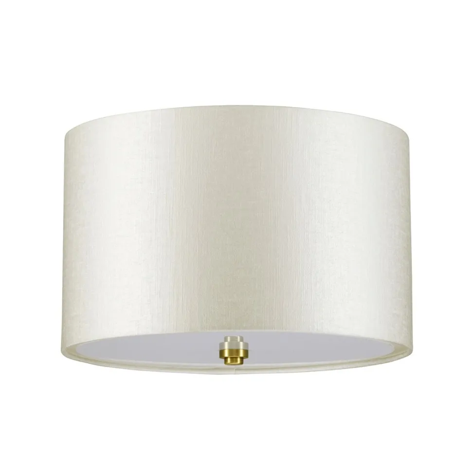 Deckenleuchte Stoff rund in Creme Messing antik