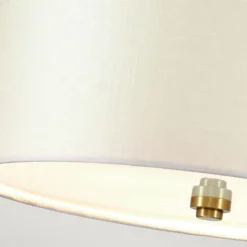 Deckenleuchte Stoff rund in Creme Messing antik