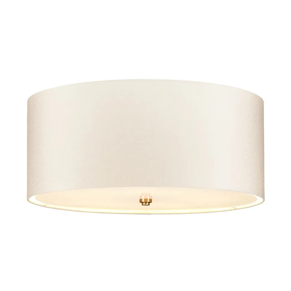 Deckenleuchte Stoff Schirm in Creme Messing rund Ø56cm