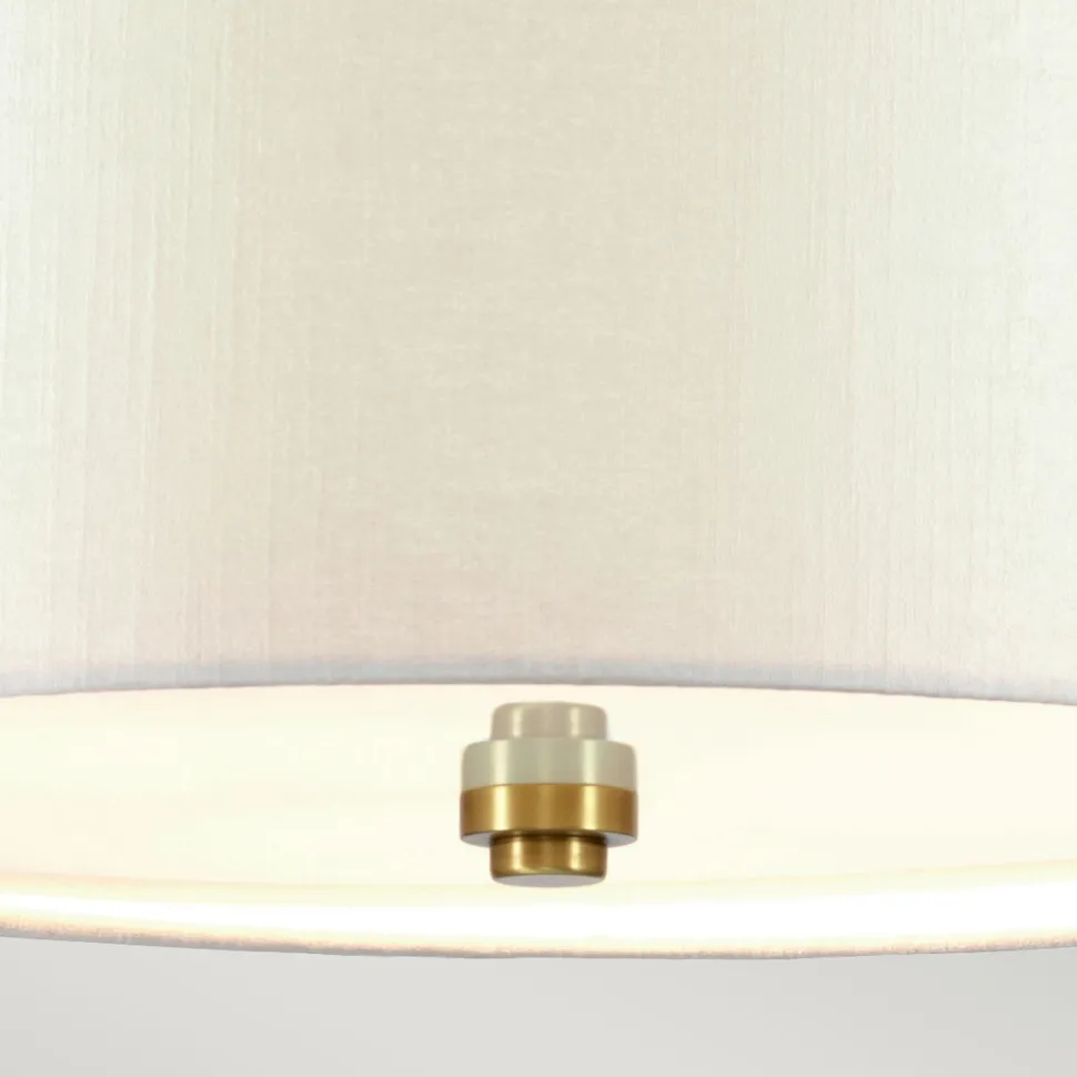 Deckenleuchte Stoff Schirm in Creme Messing rund Ø56cm