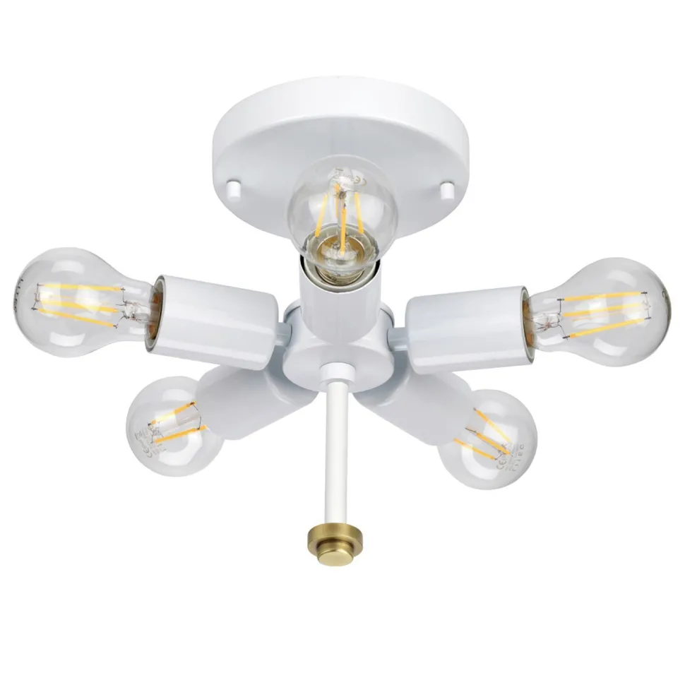 Deckenleuchte Stoff Schirm in Creme Messing rund Ø56cm