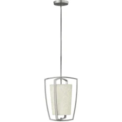 Deckenleuchte Stoffschirm in Creme Nickel Modern E27