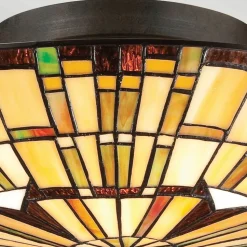 Deckenleuchte Tiffany Stil Buntglas Ø 42 cm rund 2x E27