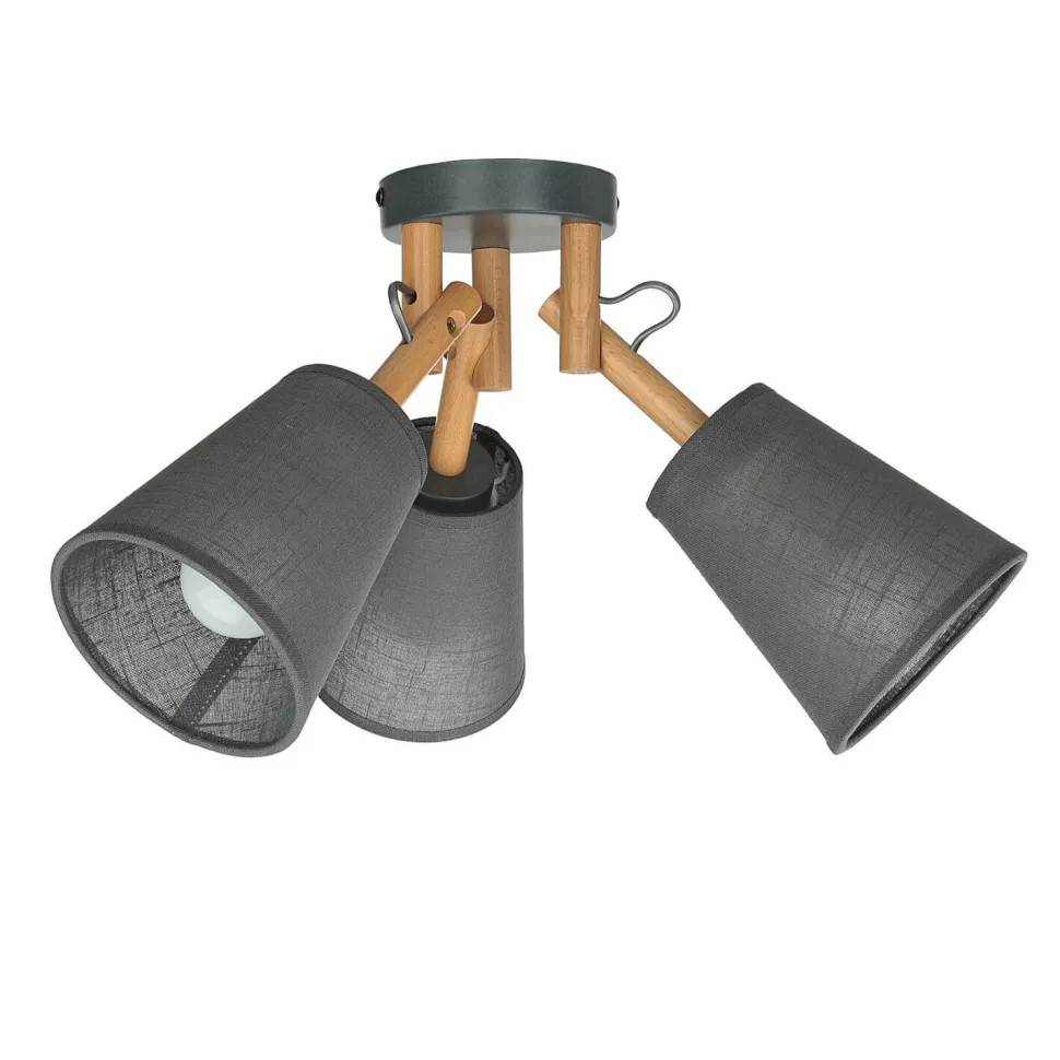 Deckenleuchte VAIO Grau 3-flmg Holz Stoff