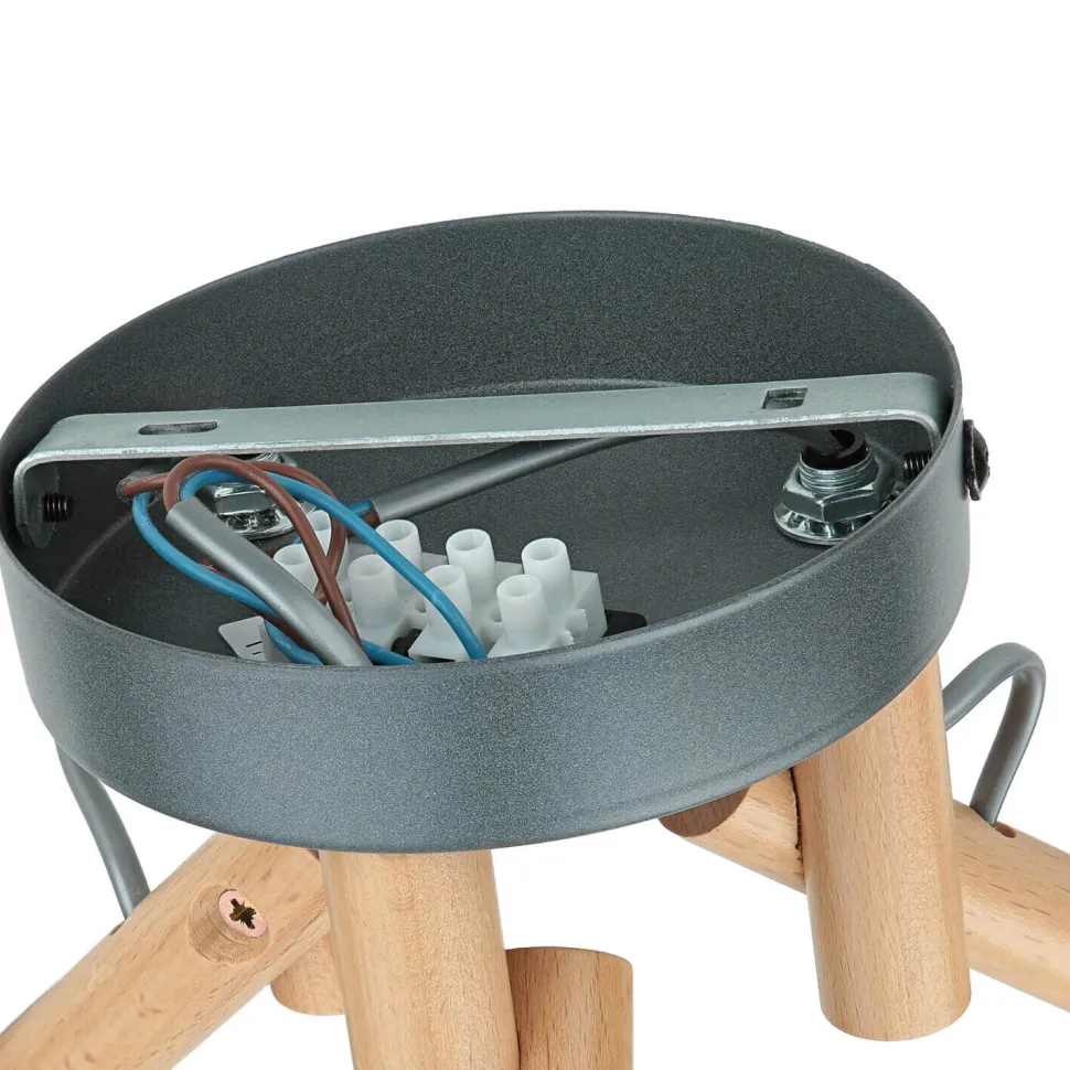 Deckenleuchte VAIO Grau 3-flmg Holz Stoff