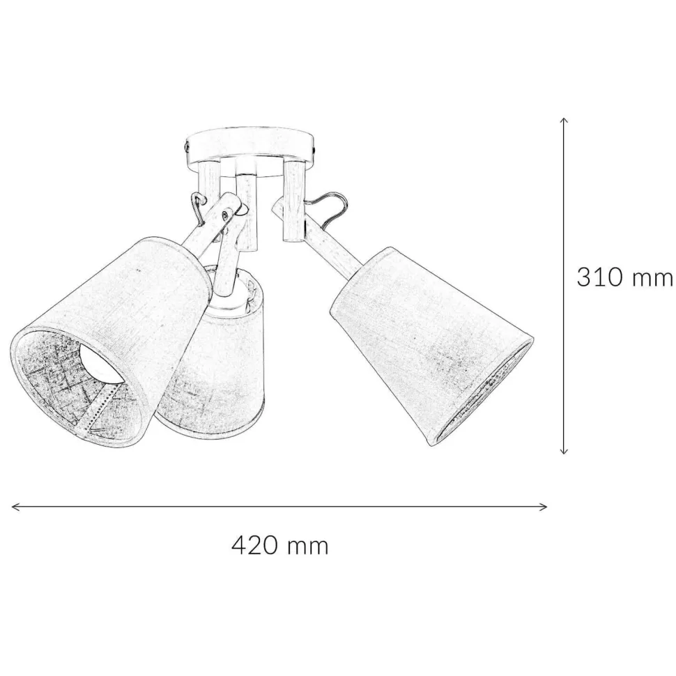Deckenleuchte VAIO Grau 3-flmg Holz Stoff