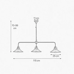 Deckenleuchte verstellbar Messing B: 115 cm in Bronze antik