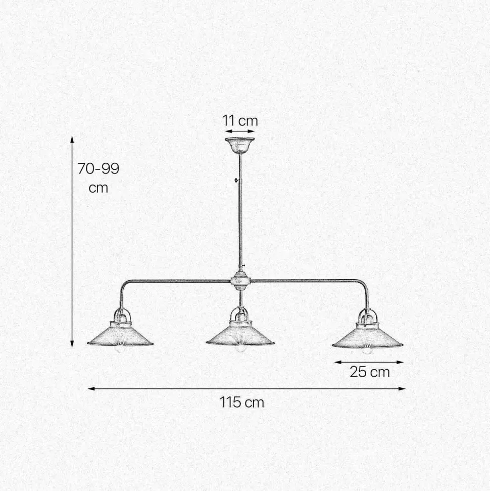 Deckenleuchte verstellbar Messing B: 115 cm in Bronze antik