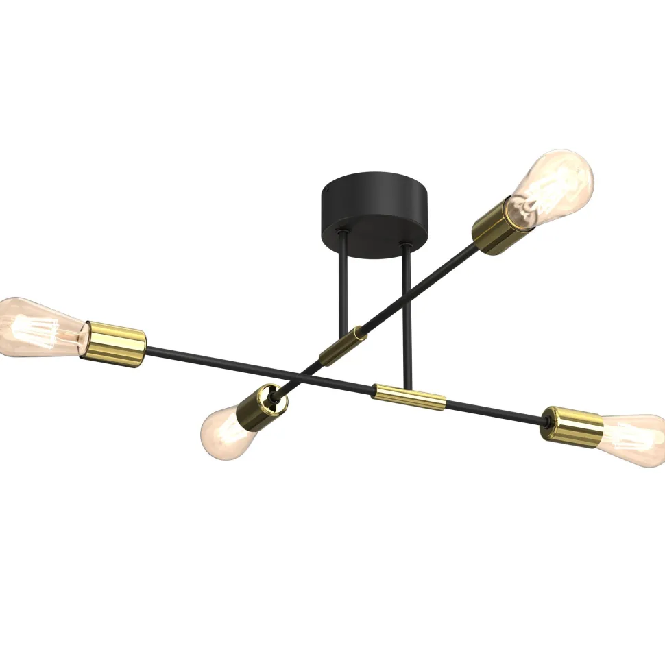 Deckenleuchte Vintage Metall Schwarz Gold AQIB