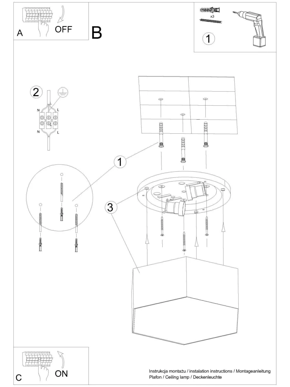 Deckenleuchte Weiß 30,5 cm lang für 2x E27 blendarm