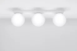 Deckenleuchte Weiß 50 cm lang Glas Metall 3-flammig G9