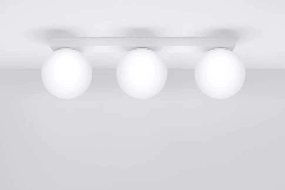 Deckenleuchte Weiß 50 cm lang Glas Metall 3-flammig G9