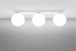 Deckenleuchte Weiß 50 cm lang Glas Metall 3-flammig G9