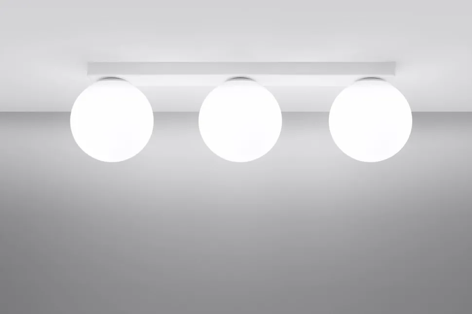 Deckenleuchte Weiß 50 cm lang Glas Metall 3-flammig G9