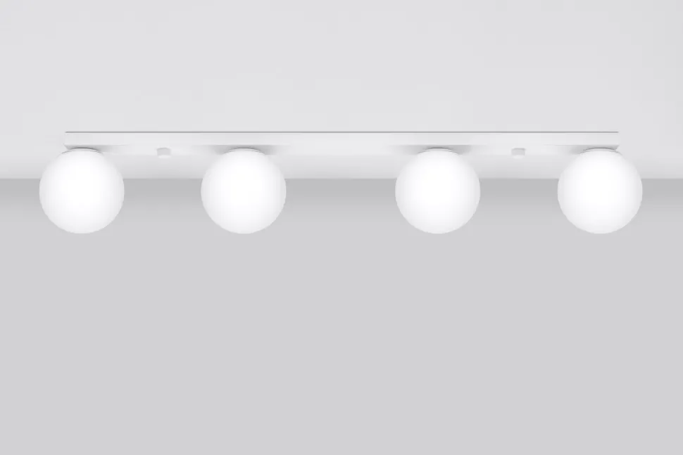 Deckenleuchte Weiß 88 cm lang Glas Metall 4-flammig G9