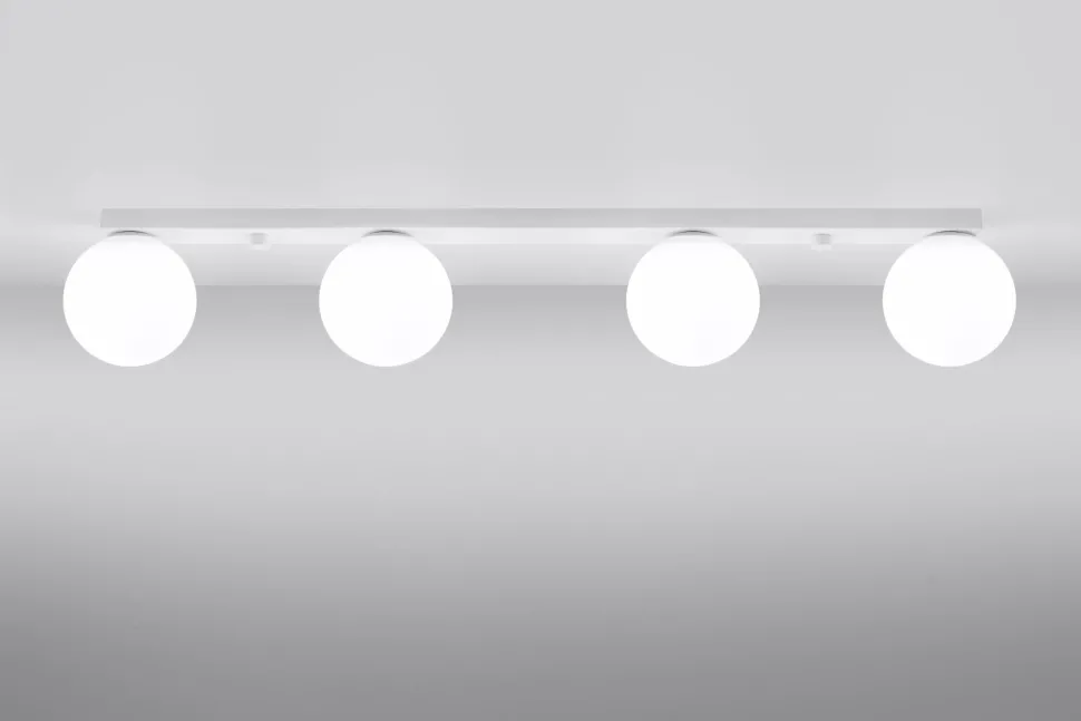 Deckenleuchte Weiß 88 cm lang Glas Metall 4-flammig G9