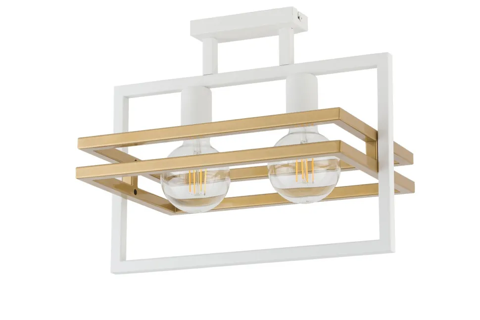 Deckenleuchte Weiß Gold Metall E27 40,5 cm lang elegant