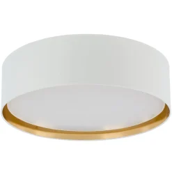 Deckenleuchte Weiß Gold rund Ø 60 cm wohnlich Stoff