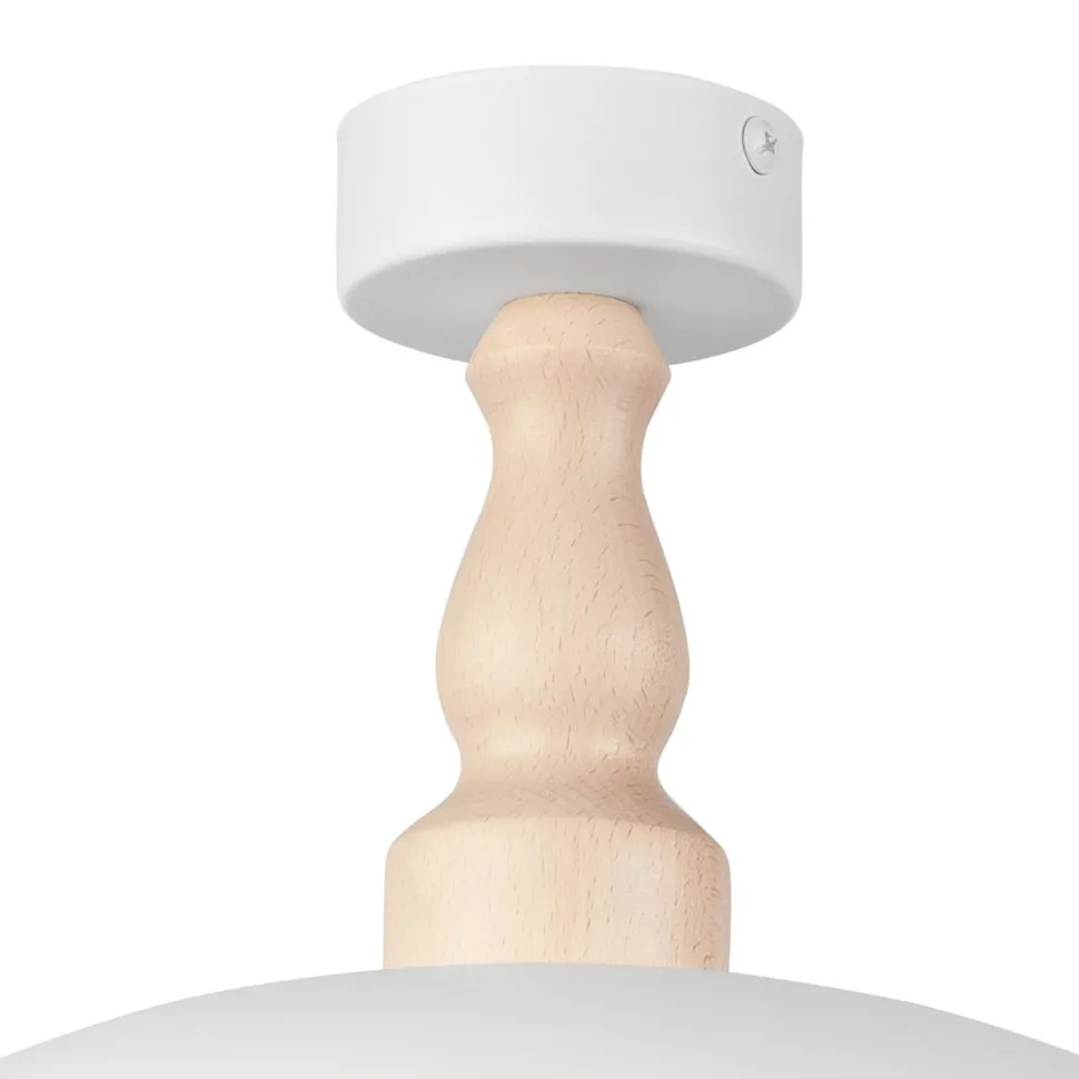 Deckenleuchte Weiß Metall Holz Ø 30 cm klein E27 Skandinavisch