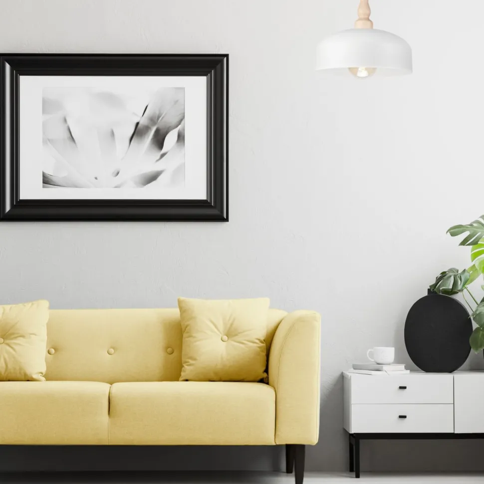 Deckenleuchte Weiß Metall Holz Ø 30 cm klein E27 Skandinavisch