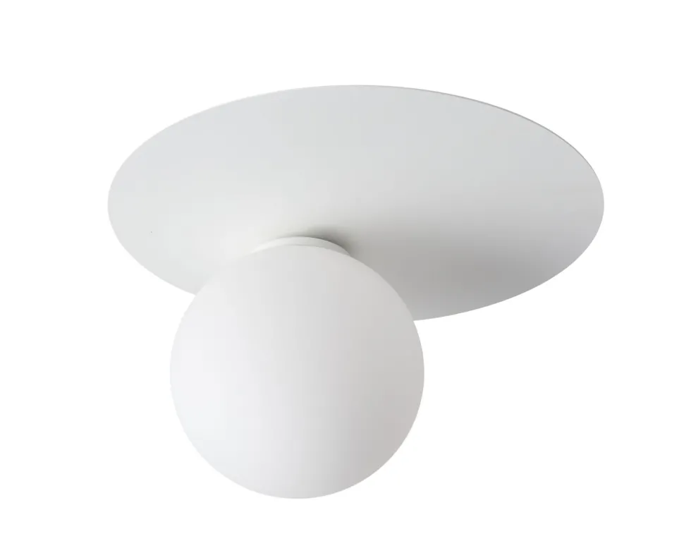 Deckenleuchte Weiß Metall Glas blendarm G9 Ø14 cm rund