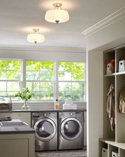 Deckenleuchte Weiß Nickel rund Ø33cm Metall Glas