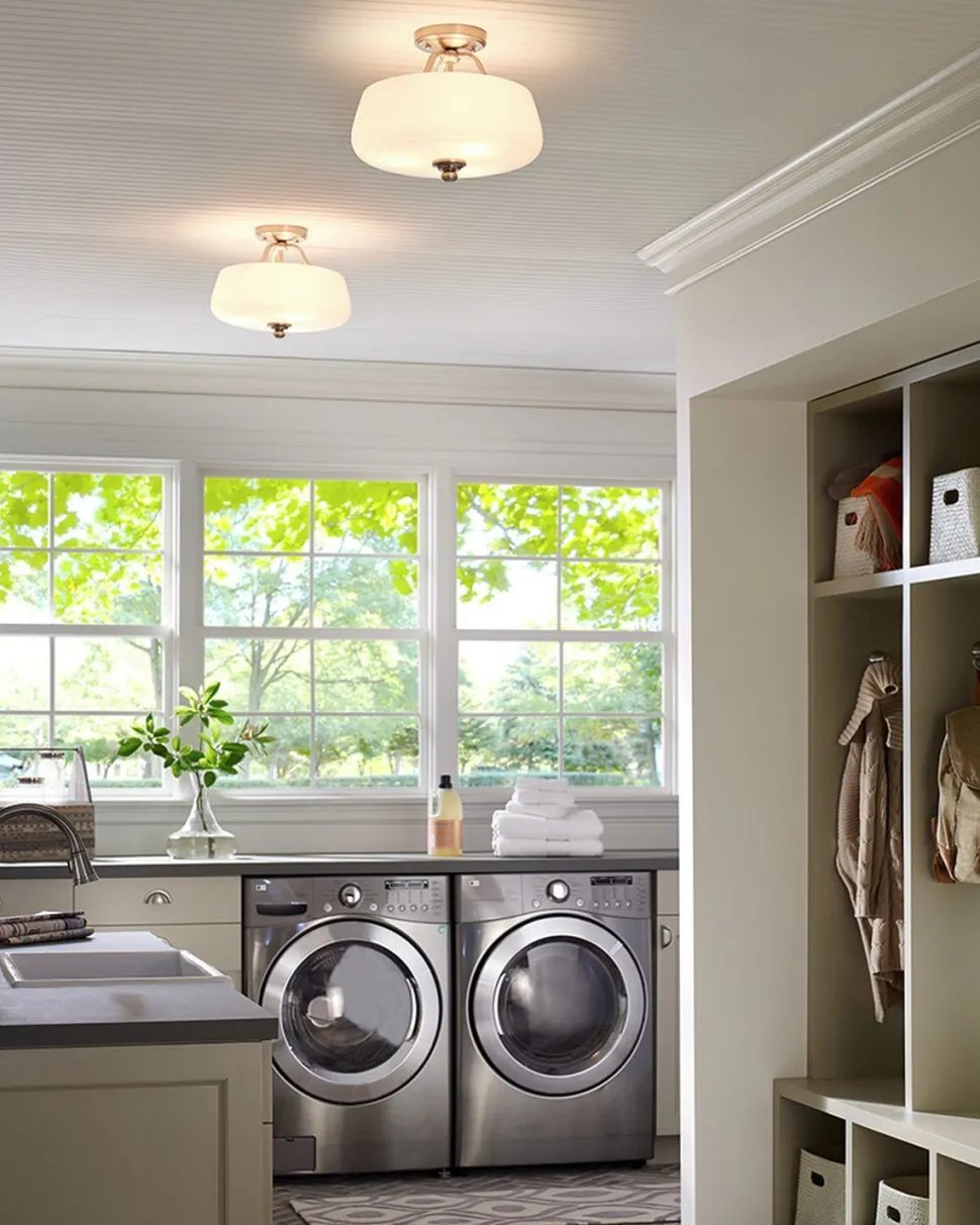 Deckenleuchte Weiß Nickel rund Ø33cm Metall Glas