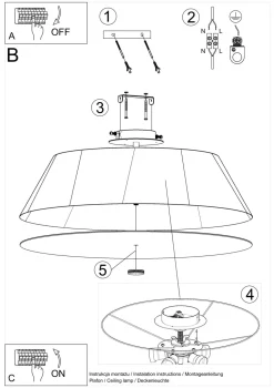 Deckenleuchte Weiß Stoff Glas rund Ø 70 cm blendarm