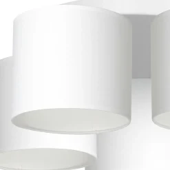 Deckenleuchte Weiß Stoff Metall E27 Ø58 cm blendarm