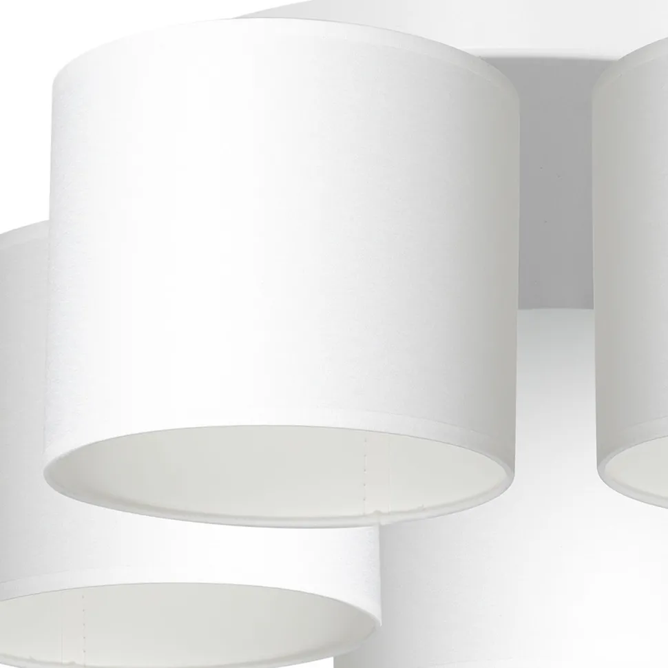 Deckenleuchte Weiß Stoff Metall E27 Ø58 cm blendarm